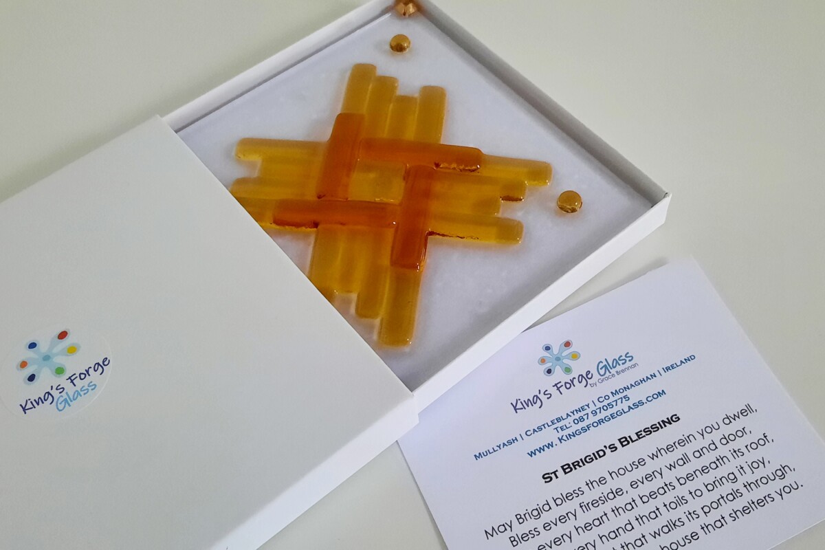 St Brigid's Cross in amber