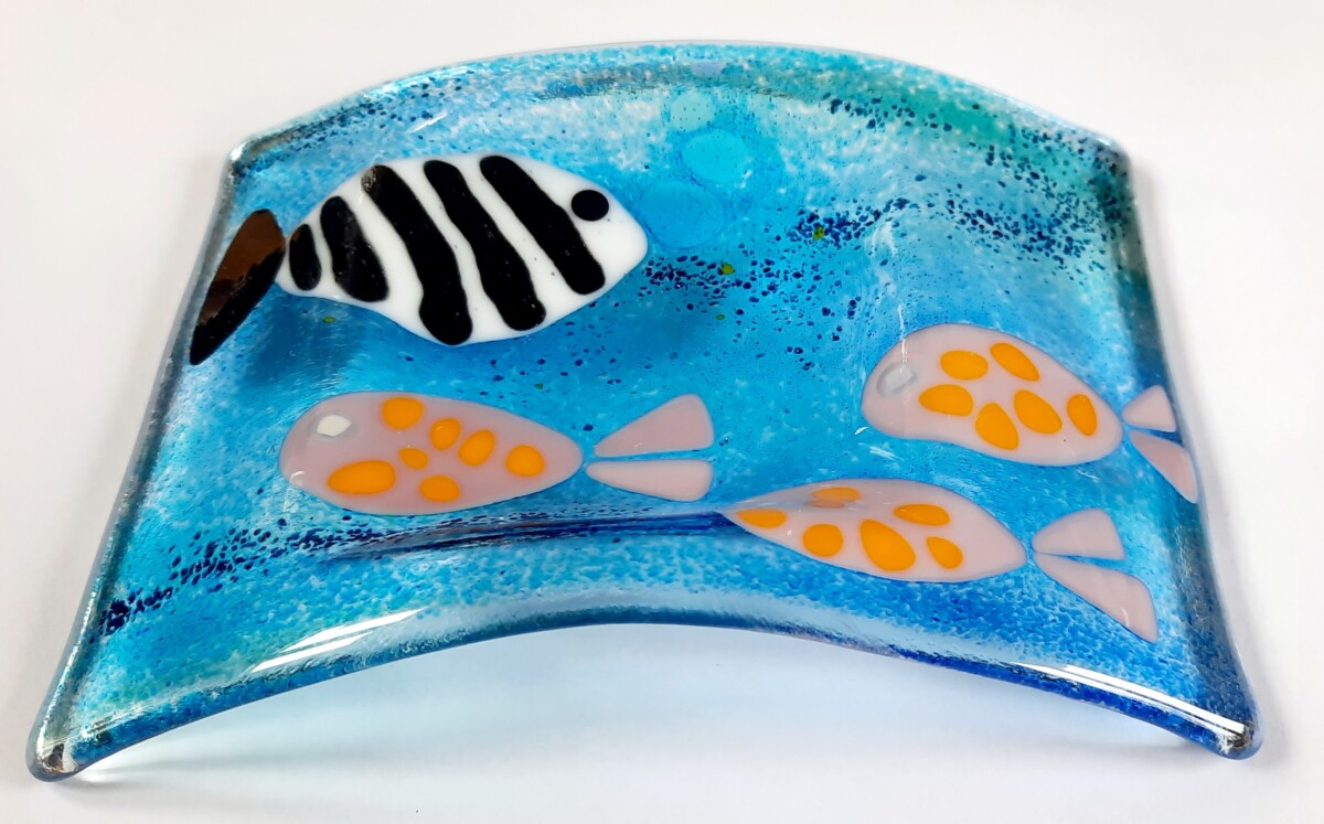 Fused glass soap dish
